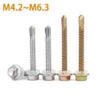 8 10 12 14 10/20pcs Washer Head Hex Hexagon Self Drilling Tapping Screw Stainless Steel Zinc Plated M4.2 M4.8 M5.5 M6.3