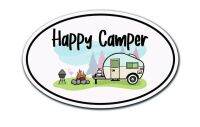 สติกเกอร์ติด Happy Camper รถพ่วงรถตักรถยนต์พาหนะหน้าต่างสติ๊กเกอร์ติดรถย้อนยุค