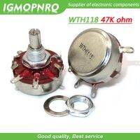 5PCS WTH118 2W 1A Potentiometer 47K ohm WTH118 2W Round Shaft Carbon Rotary Taper Potentiometer WTH118