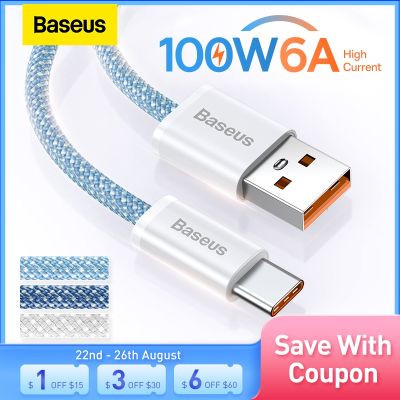 （SPOT EXPRESS） Baseus USB C100W 6ACharging Type C DataCharger สายไฟ PhoneForXiaomi Samsung