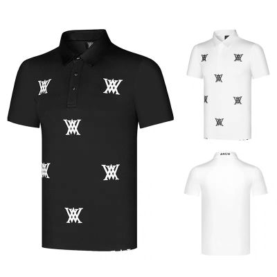 PXG1 Mizuno ANEW G4 Odyssey Malbon DESCENNTE✵  Summer new black and white golf mens outdoor sports casual breathable quick-drying short-sleeved T-shirt polo shirt top