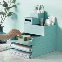 A4 Paper Organizer Document Case Office Table Desk Drawer Storage Filling File Box Pen Holder Stackable Home Organization Desk