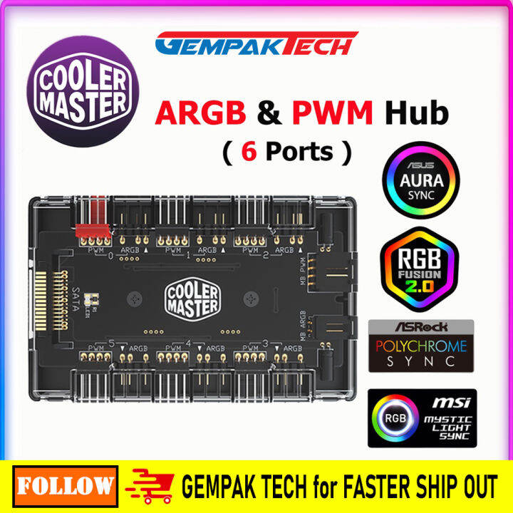 Cooler Master MasterFan ARGB And PWM HUB, For 6 Sets Of ARGB & PWM ...