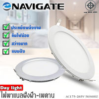 ของแท้แน่นอน Navigate โคมไฟ LED แบบฝัง โคมพาแนล โคมฝังฝ้าทรงกลม โคมไฟฝังฝ้า ดาวไลท์ แสงสีขาว 6W 9W 12W 18W ( มีให้เลือก4ขนาด)