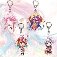 Fashion Anime No Game No Life Cosplay Keychain Shiro Jiburiiru Cartoon Figure Two Sided Acrylic Pendant Key Ring Holder Trinket