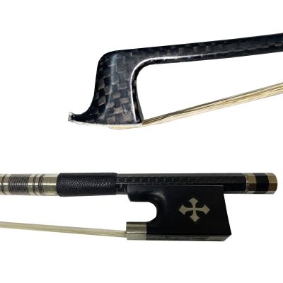 [COD] free shipping 1pc of plaid Carbon fiber violin bow weave carbon cross ebony frog abalone inlay 4/4