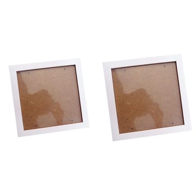 2pcs Square Thick Pine Wood Photo Frame Wall Picture Frame White - 6 Inch &amp; 8 Inch