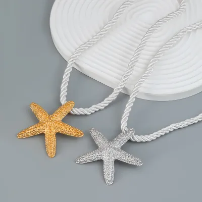 Sea-inspired Jewelry Metallic Sea Wind Pendant Party Accessories Starfish Necklace Alloy Collar American Necklace