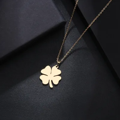 △ DOTIFI Stainless Steel Necklace For Women Man Lovers Clover Gold Color Pendant Necklace Engagement Jewelry