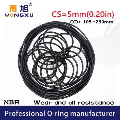 Black NBR Sealing O Ring CS5mm OD105/110/115/120/125/130/135/140/145/150/250x5mm NBR Gasket Mechanical Sealing Rubber Oil Rings