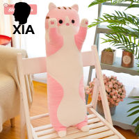 XIA# Cylindrical Cat Figure Pillow Soft Sleeping Animal Plush Doll Bedside Couch Cushion For Kids Adults 70 Cm Long Pink New