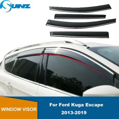 กระบังหน้าต่างสำหรับฟอร์ด Kuga Escape 2013 2014 2015 2016 2017 2018 2019คิ้วกระจกรถด้านข้างแผงกันลมติดกระจกรถยนต์ที่บังลมกันน้ำฝนแดด