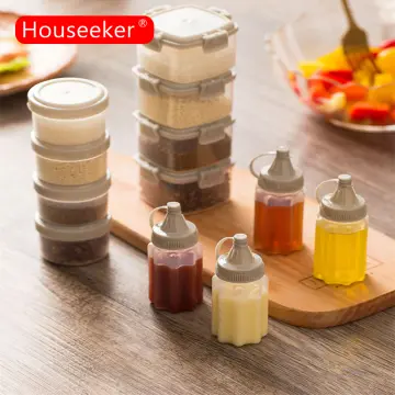 4pcs Mini Portable Plastic Sauce Bottle For Separating Salad