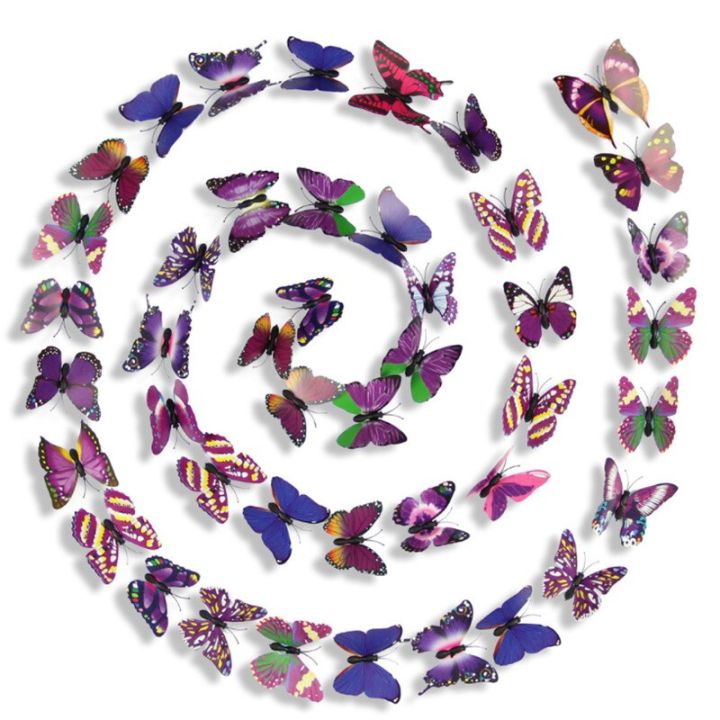 25pcs-package-3d-butterfly-wall-sticker-blue-yellow-green-red-purple-household-wall-curtain-decoration-sticker