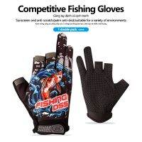 ۩✠✣ 1 Pair Anti-slip Cut Fishing Finger Glove Breathable Unisex Half Finger FishingGlove Fishing Equipment Tools Tackle Accessories