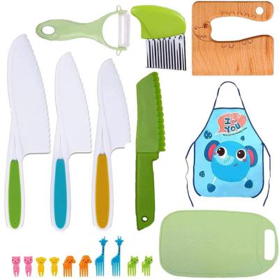 Kids Cooking Set 29pcs Safe and Durable Wooden Childrens Kitchen Tools Home Kitchen Utensils for Real Cooking and Cutting Fruits Bread Lettuce proficient
