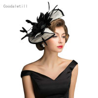 สุภาพสตรี sinamay fascinators งานแต่งงานหมวก RACE ค็อกเทล fascinator หมวกตาข่าย Feather Headwear PARTY Fedora หมวก