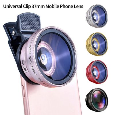 Universal Clip 37mm Mobile Phone Lens Professional 0.4X 49UV Super Wide-Angle + Macro Two-In-One Phone Lens for iPhone Xiaomi