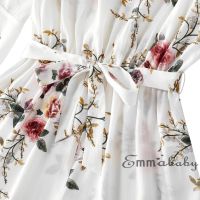 ♪Emm-Women Pajamas, Parent-Child Floral Dress, Long Sleeve V-Neck Loose Flouncing High Waist Infants Romper