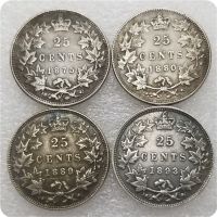 1875,1880,1889,1893 แคนาดา 25 เซ็นต์เหรียญที่ระลึกตกแต่งบ้านหัตถกรรมเดสก์ท็อปเครื่องประดับของสะสมเหรียญคริสต์มาสของขวัญ-Daoqiao