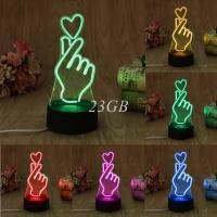 Usb นิ้วไฟ Led กลางคืนหัวใจแปลกใหม่7เปลี่ยนสีได้3d โคมไฟตั้งโต๊ะโต๊ะ A21_17การตกแต่งบ้าน