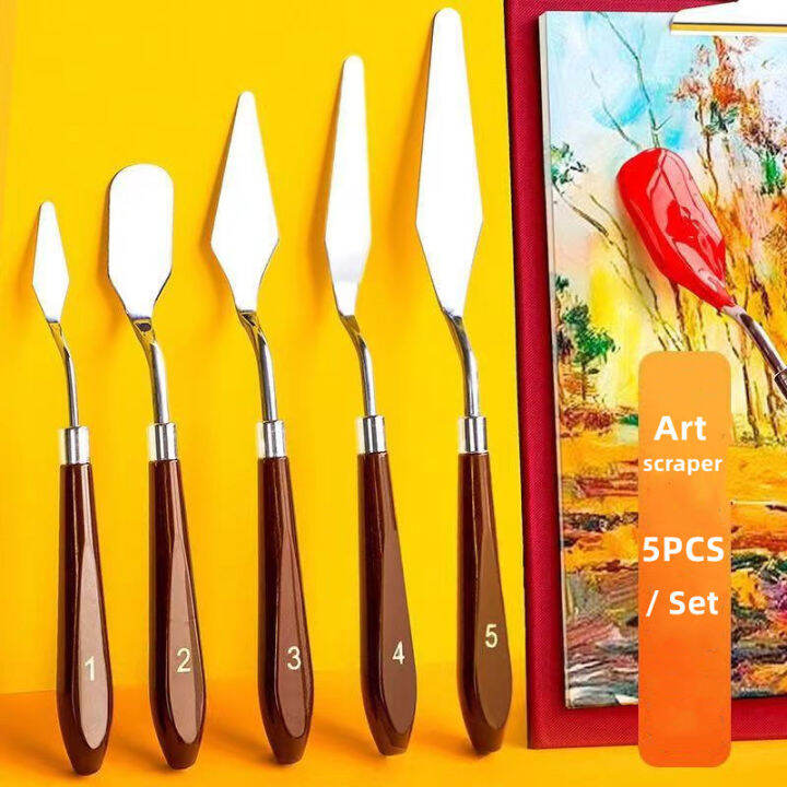 5 Piece stainless steel Artist Knife Set Oil Painting Mixing Tool Stainless Steel Palette Knife