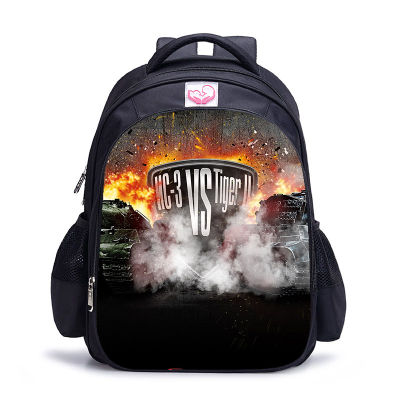 16 inch Game World Of Tanks Backpack Kids Boys Girls School Shoulder Bags Student Daily Travel Knapsack College Mochila