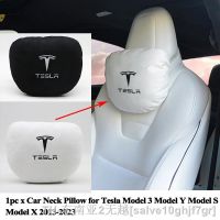 hyf■ Tesla 3 Y Car Headrest Neck S X Memory Soft Cushion Logo Accessories