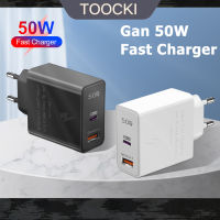 Toocki 50W GaN ที่ชาร์จมีช่องเสียบยูเอสบีเร็วเครื่องชาร์จติดผนัง PD Type C โทรศัพท์มือถืออะแดปเตอร์ชาร์จในรถยนต์สำหรับ Xiaomi Iphone 14 13 12 Huawei Samsung