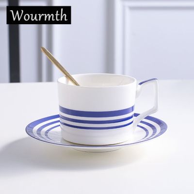 ♣™❃ Wourmth European Luxury Coffee Cup Saucer Simple Afternoon Tea Cup Advanced Porcelain Lovers Breakfast Cup Kitchen accessories