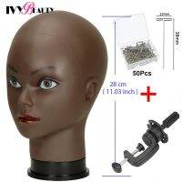 African Bald Mannequin Head Black 22inch Female Manikin Mode Professional Cosmetology For Wig Making Dummy Head With T-Pins