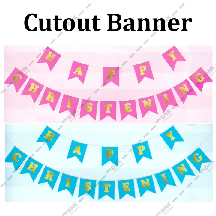 cutout flag hanging banner gold plain print happy christening letter cute light pink blue banderitas bunting lazada ph