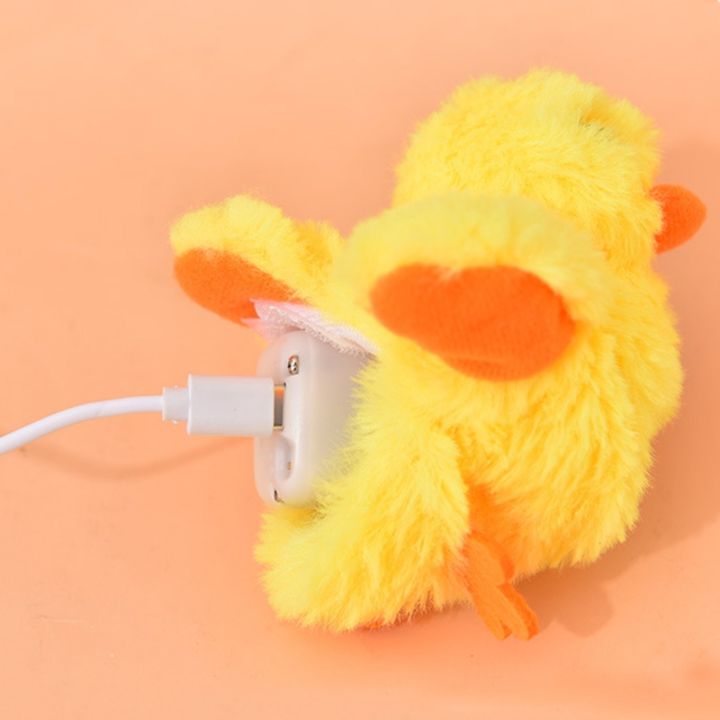 เป็ดไฟฟ้าสำหรับสุนัขแมวสำหรับเล่น-chirping-duck-soft-plush-duck-kitten-toys-น้ำหนักเบา-interactive-flapping-duck