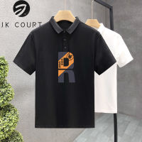 JK Court เสื้อโปโลลำลองสำหรับปกตั้งเข้ารูปพอดีฤดูร้อนแขนสั้น Polo เสื้อยืด M-3XL พิมพ์ลาย MODE Korea ฤดูร้อน