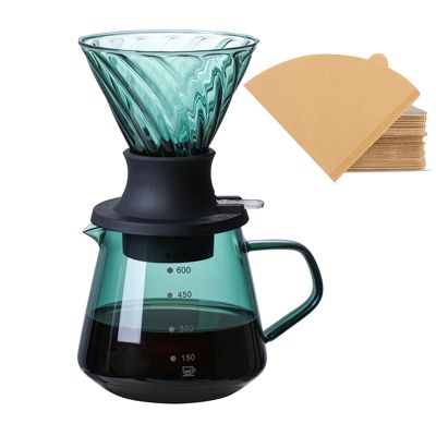 Immersion Dripper Switch Glass V60 Pour over Coffee Pot Glass Coffee Pot V Shape Drip Coffee Dripper and Filters V02