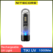 NITECORE TIKI UV Mini Keychain Light EDC 1000mw Rechargeable With Auxiliary High CRI White LEDs Built-in Battery UV Flashlight
