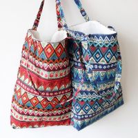 1PC Ethnic style Cotton Cloth Reusable Shopping Bag Women Canvas Shoulder Bag Women Beach Handbags Shopping Bags