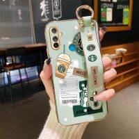 Yiเวปไซต์สำหรับ Realme C3เคสพร้อมสายรัดข้อมือ,เคสโทรศัพท์กันกระแทกขอบสี่เหลี่ยมดีไซน์ใหม่เคสซิลิโคนเคลือบลายปกป้องกล้องแบบบาง