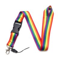 PYPE นกหวีดจากกล้องที่ใส่พวงกุญแจเคสมือถือสายคล้องคอแขวนเชือกโทรศัพท์สายคาดที่คล้องสีรุ้งสายคล้องสีรุ้ง LGBT