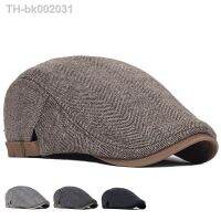 ✕ Big Size Newsboy Cap Men Winter Wool Thick Warm Vintage Herringbone Casual Stripe Berets Gatsby Flat Hat Peaked Cap Adjustable