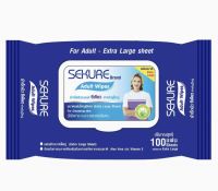 SEKURE ซีเคียว ผ้าเปียก ผ้าเช็คผิว สำหรับผู้ใหญ่ ขนาดแผ่นใหญ่พิเศษ ปริมาณสุทธิ 100 แผ่น แพ็ค 1 ห่อ