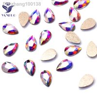 YanRuo Pear Shape Flatback Diamond Nail Accessories Glass material Rhinestone 3D Jewelry Nail Parts Nail Art Decorations