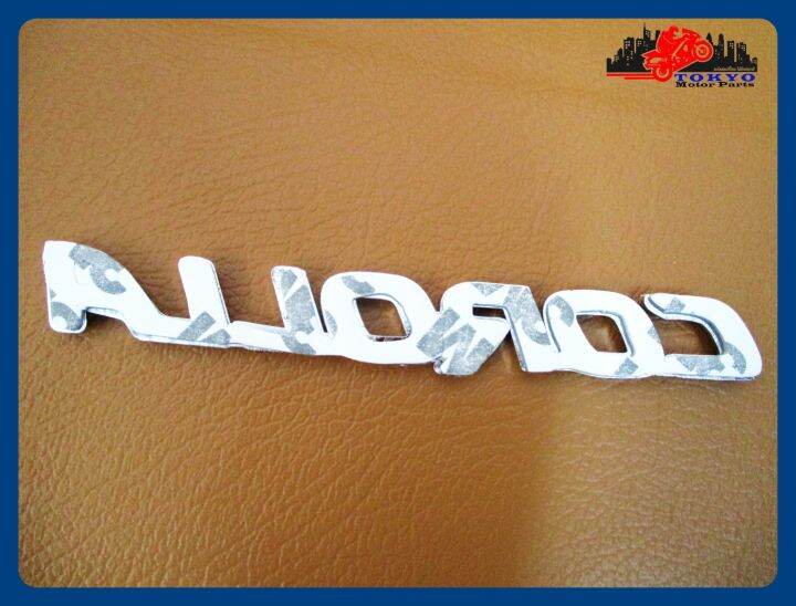 toyota-corolla-logo-emblem-chrome-sticker-size-12x1-5-cm-1-set-โลโก้-สติ๊กเกอร์-ข้อความ-corolla-สรโครเมี่ยม-พร้อมกาวติด