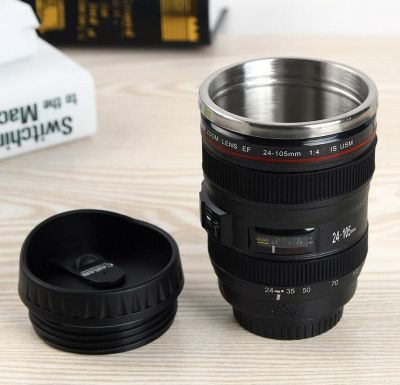 Creative 400ml Stainless steel liner Camera Lens Mugs Coffee Tea Cup Mugs With Lid Novelty Gifts Thermocup Thermo mug