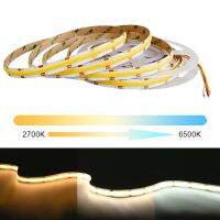 COB CCT LED Strip Lights 608 LEDs/m High Density Flexible Dimmable FOB Led Tape 2700K to 6500K Changeable Lighting DC12V 24V