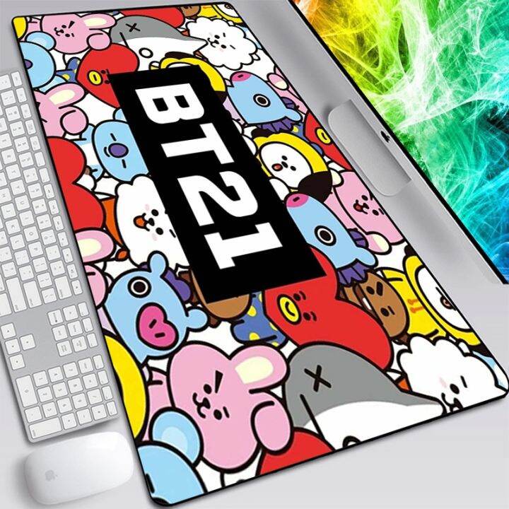 HOT Bt21 Mouse Pad Gaming Cute Deskmat Kawaii Rubber Mat Pc Accessories
