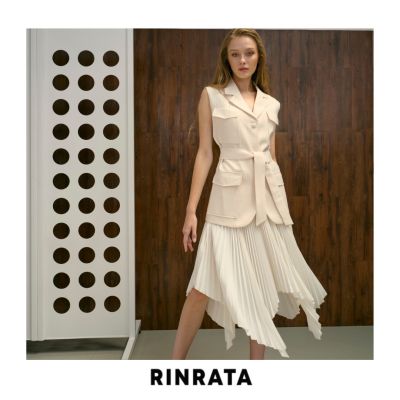 RINRATA - Melody Skirt กระโปรง ผ้า พลีท กระโปรงพลีท มีขอบ สีครีม ขาว ชุดไปงาน ปาร์ตี้ ชุดทำงาน ชุดไปเที่ยว