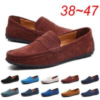 Suede Leather Mens Shoes Luxury Designer Brand Casual Formal Flats Loafers Moccasins Footwear Black Male Driving Shoes for Men