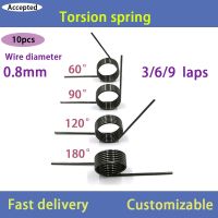 Wire Diameter 0.8mm 3/6/9Coils Spring Steel V-spring Torsion Tiny Torsion Springs Hairpin Spring 180/120/90/60 Degree