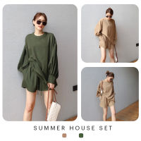 Dosimplething - Summer House set - ชุดเซ็ทซัมเมอร์เสื้อตัวยาว กางเกงขาสั้น everydaylook ใส่ไปเที่ยวคาเฟ่ - เสื้อผ้าแฟชั่น